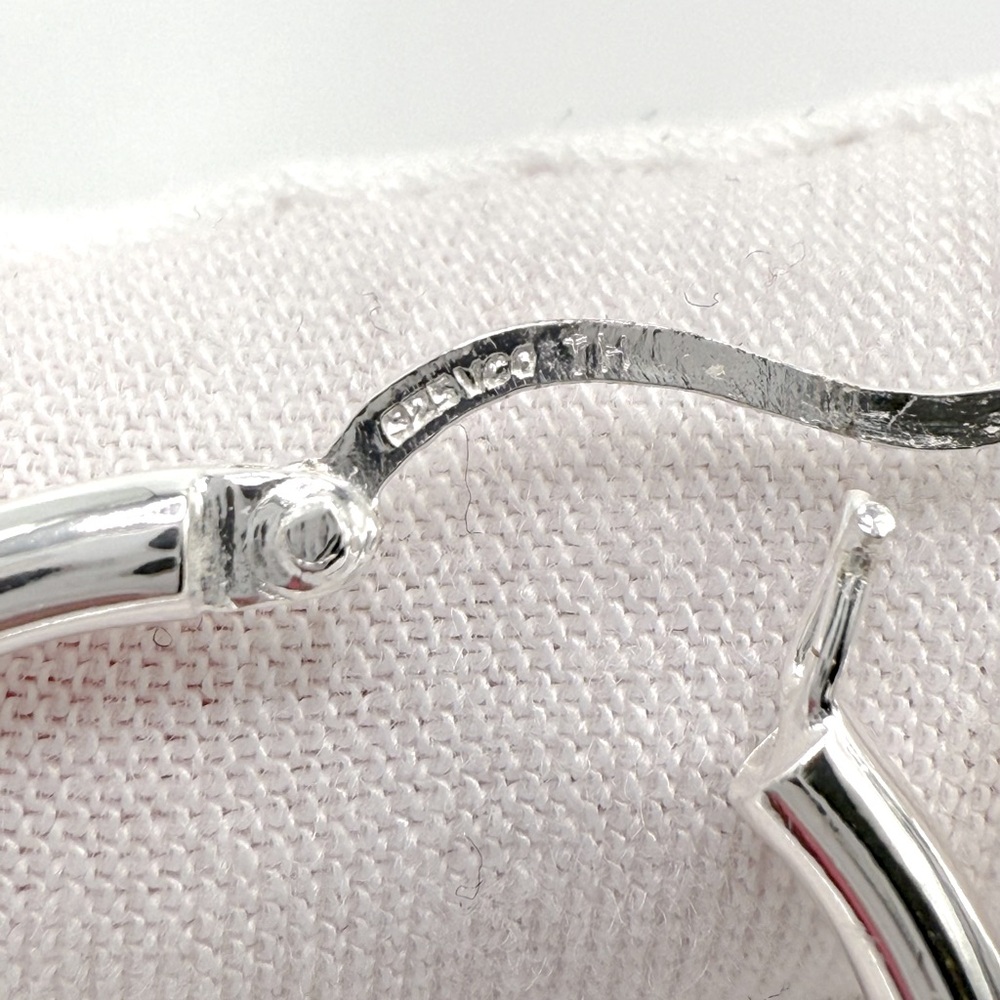 .925 Sterling Silver 3mm x 30mm Tube Hoop Earrings - Picture 7 of 13